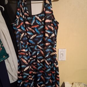 Dolly & Dotty Retro Classic Car Print Dress Size 14 Pockets
